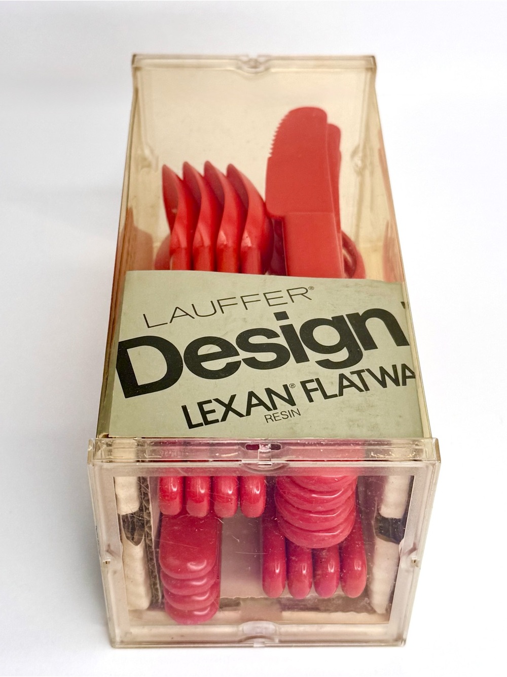 VTG Lauffer Design 10 Lexan Resin Red Flatware NIB 16 Piece Set DON WALLANCE MCM - Picture 7 of 8